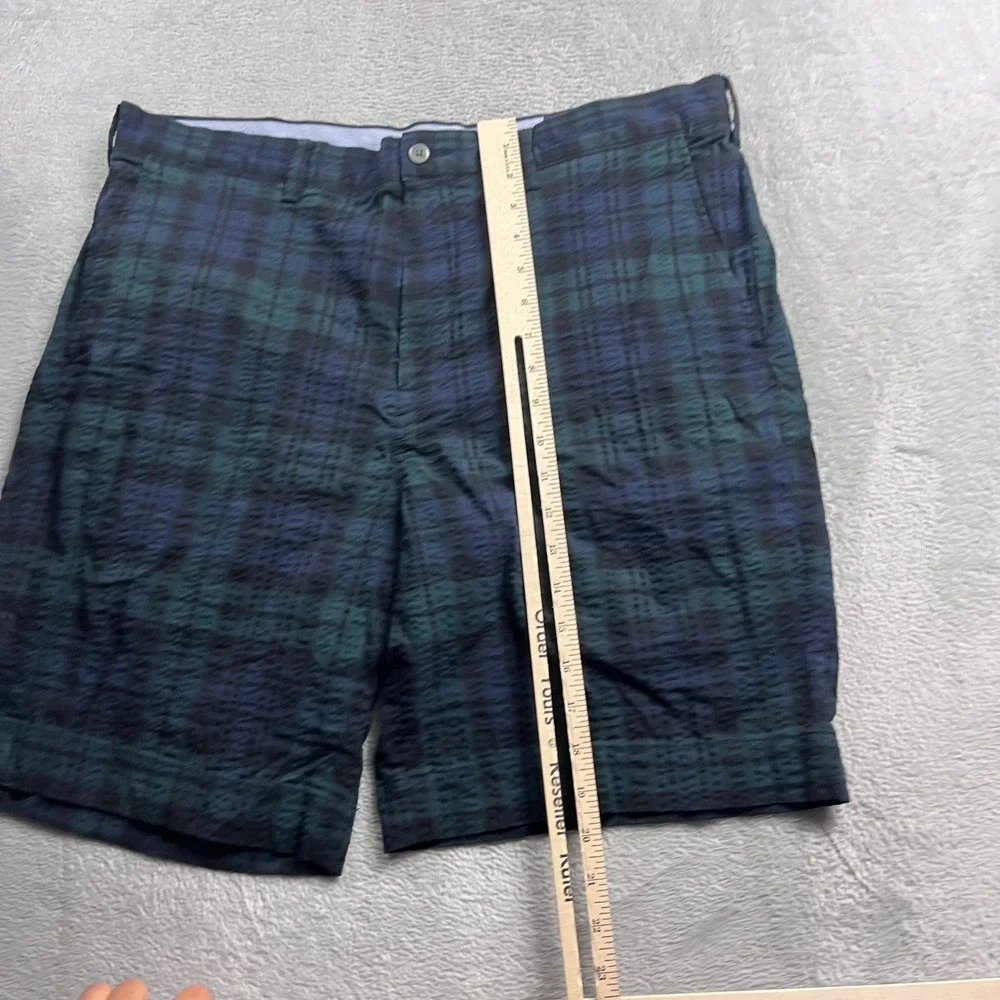 Polo Ralph Lauren Mens 36 Black Watch Tartan Plaid Seersucker Shorts Stretch Fit